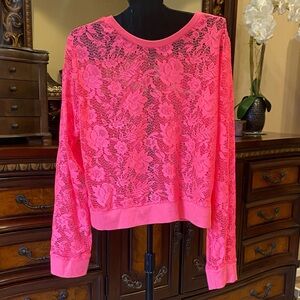 Neon Pink Lace Women's Top